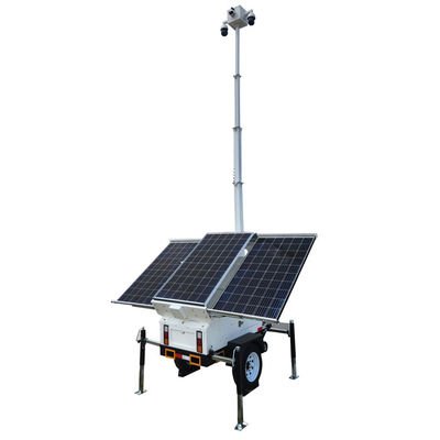 Trailer de vidéosurveillance solaire mobile 24/7 avec caméras pour les chantiers de construction à distance