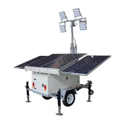 Green Power Solar LED Tour de lumière mobile avec panneaux solaires 4*300W