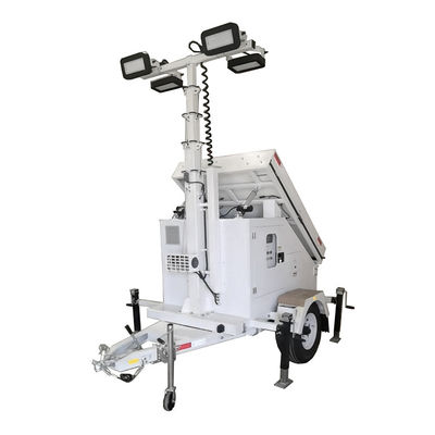 4*100 watts Light Solar Power Led Lighting Trailer pour le sauvetage et les secours en cas de catastrophe