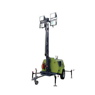 Facile à utiliser 9 mètres de hauteur de mât générateur diesel Light Trailer pour la surveillance de l'entrepôt