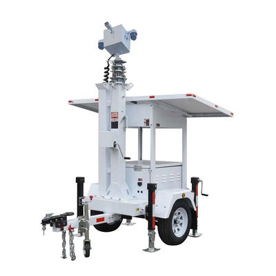 Trailer de surveillance mobile à fonctionnement stable Système d'énergie solaire portable Tour de télévision pour surveillance des expositions en plein air