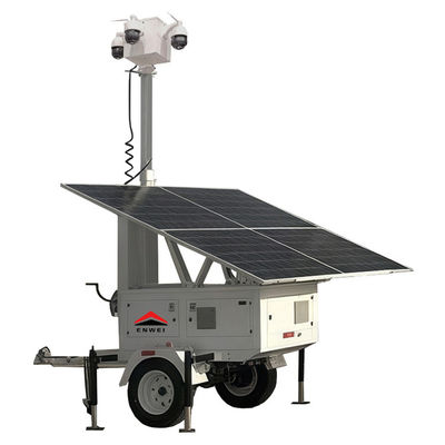 Remorque de sécurité mobile solaire avec mât manuel de 6 m pour la surveillance des événements publics