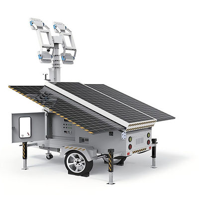 Tour phare de surveillance solaire mobile avec panneaux solaires 3*460 W