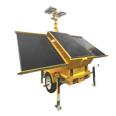 Tour d'éclairage de sécurité solaire avec remorque et panneaux solaires 3*460W