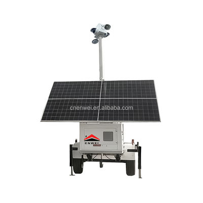 Remorque de surveillance de sécurité solaire avec caméras 4K pour la sécurité temporaire des travaux