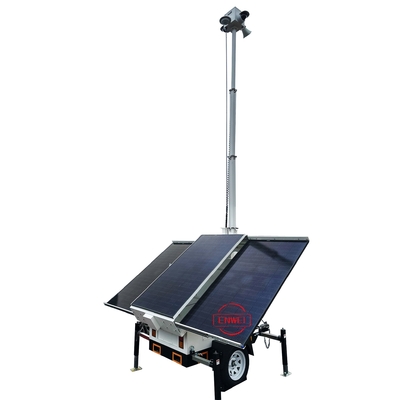Remorque de vidéosurveillance solaire avec caméra infrarouge longue portée à vision nocturne pour chantier de construction