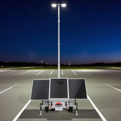 Remorque d'éclairage à projecteur solaire haute mobilité pour l'éclairage nocturne des parkings