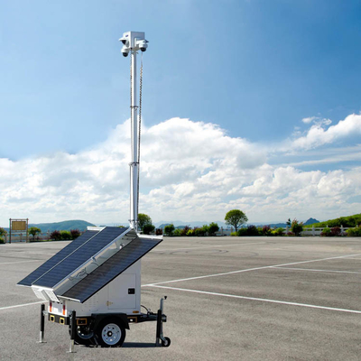 Remorque de sécurité mobile solaire avec mât manuel de 6 m pour la surveillance des événements publics