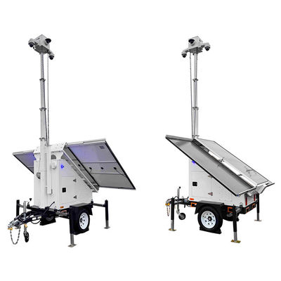 Trailer de surveillance mobile avec 3 panneaux solaires pour la sécurité des parkings