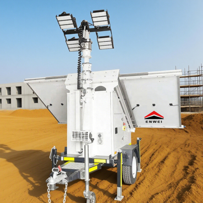 Remorque d'éclairage à projecteur solaire avec alimentation stable pour l'éclairage du désert