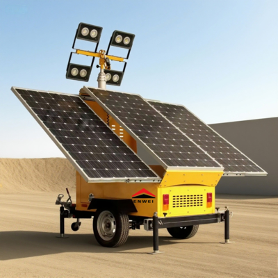 Remorque d'éclairage LED solaire sans entretien pour l'éclairage du désert