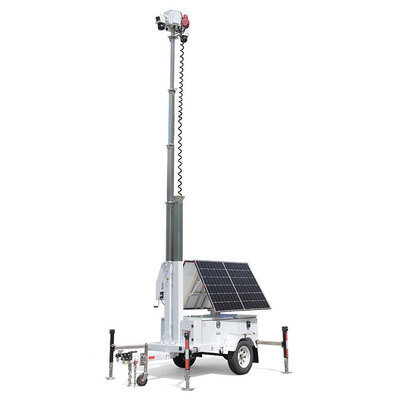 Trailer de surveillance mobile à énergie solaire avec panneaux solaires pliables pour la sécurité des chantiers de construction