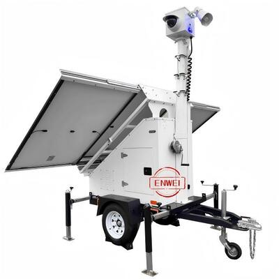 All-in-One Mobile Solar Security Trailer With 4G/5G Transmission Real Time Monitoring  For Construction Sites