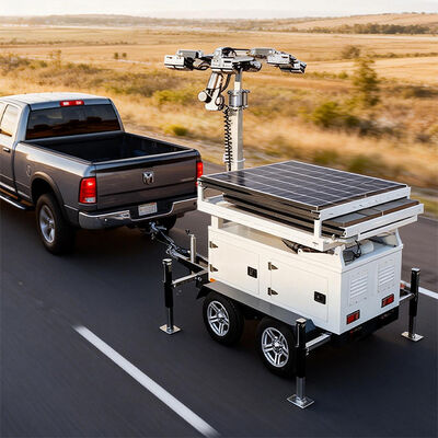 Trailer de sécurité de vidéosurveillance solaire avec panneau solaire IP66 imperméable à l'eau pour les travaux de construction