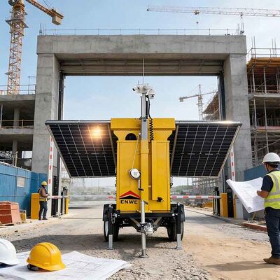 3*400W Panneaux solaires Caméra Cctv Trailer Caméra solaire Trailer pour la construction de routes urbaines