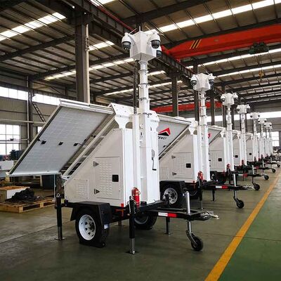 Remorque de caméra solaire portable à structure fiable, remorque solaire mobile pour la surveillance d'usine